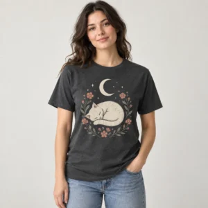Cat and Moon Graphic Tee